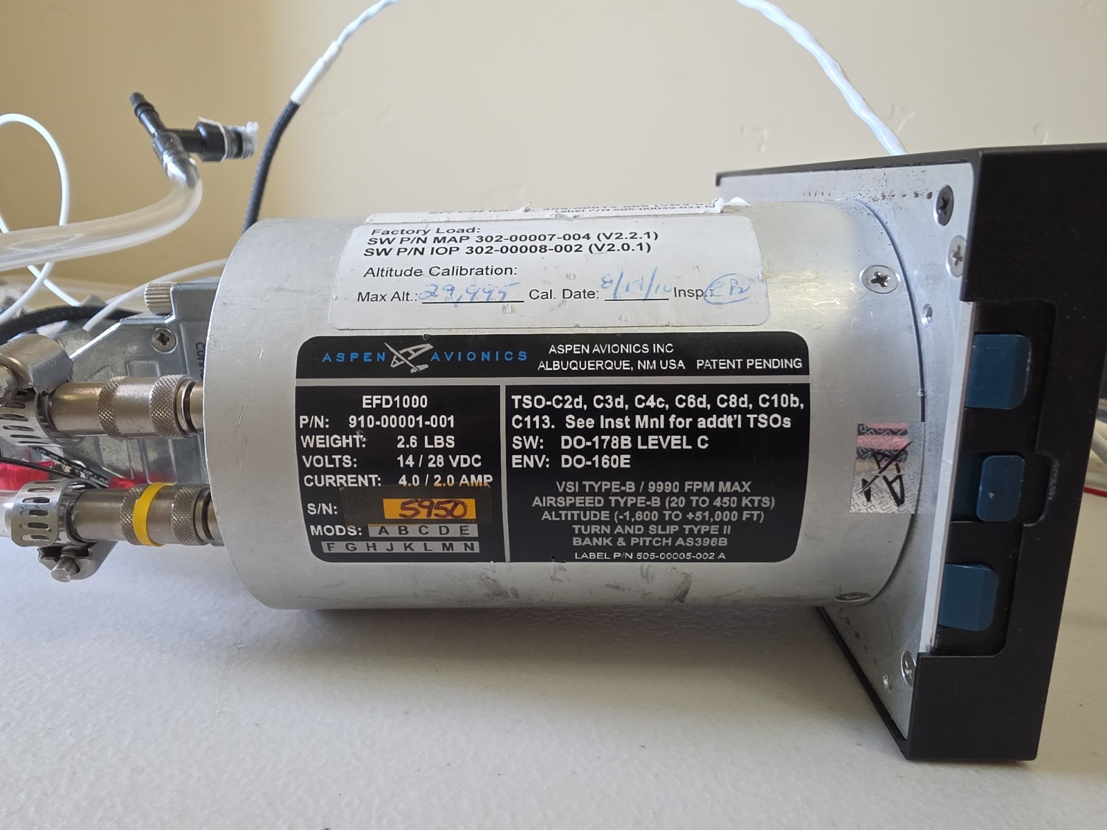 Aspen EFD1000 PFD P/N 910-00001-001 complete system as removed