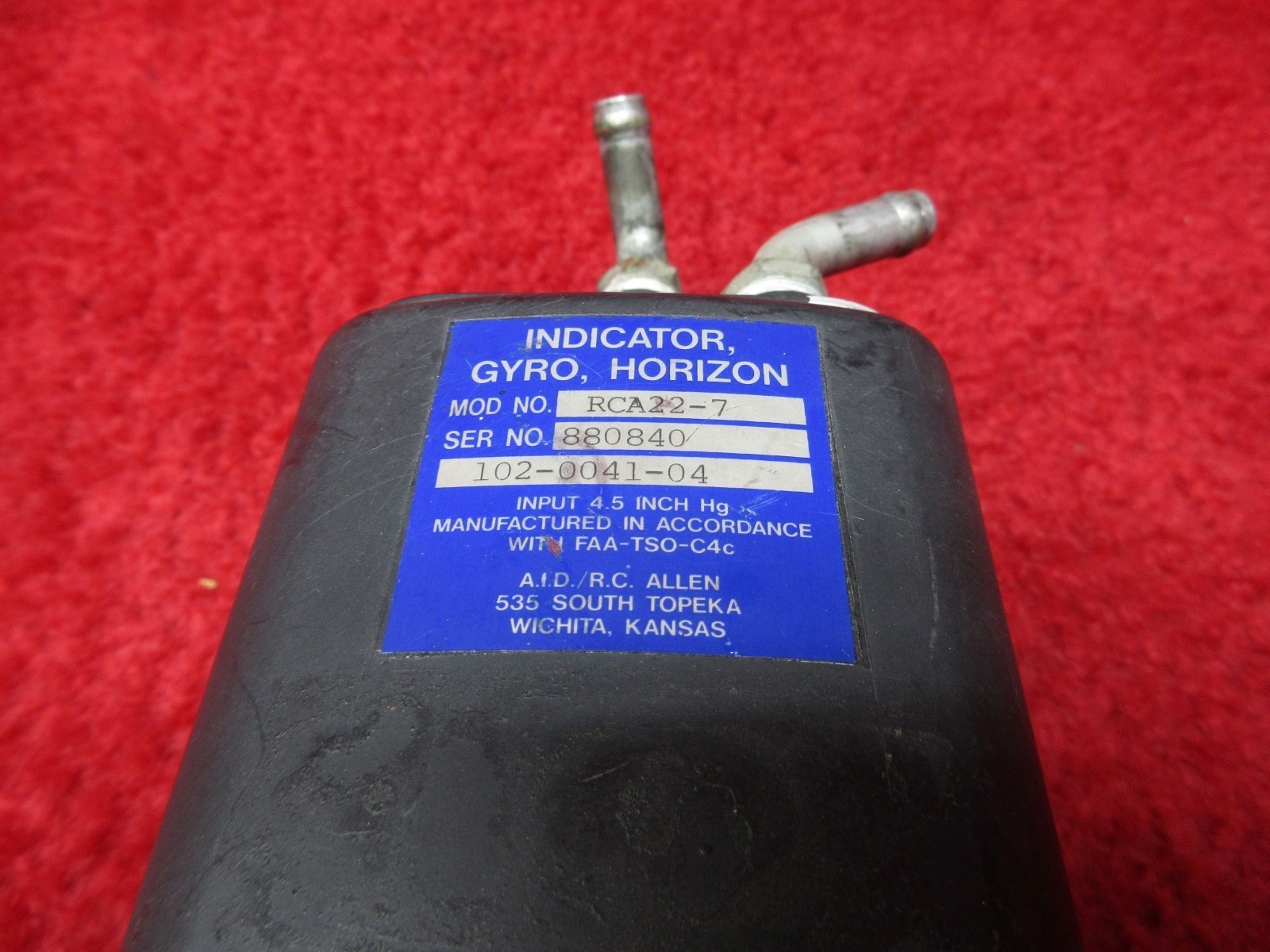 A.I.D./R.C. Allen RCA22-7 Horizon Gyro Indicator PN 102-0041-04