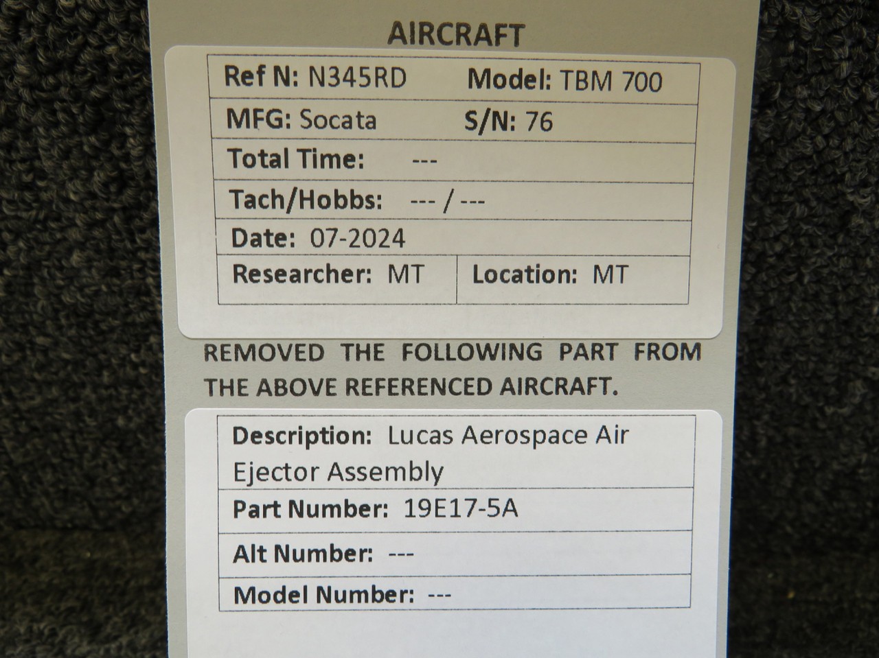 19E17-5A Lucas Aerospace Air Ejector Assembly