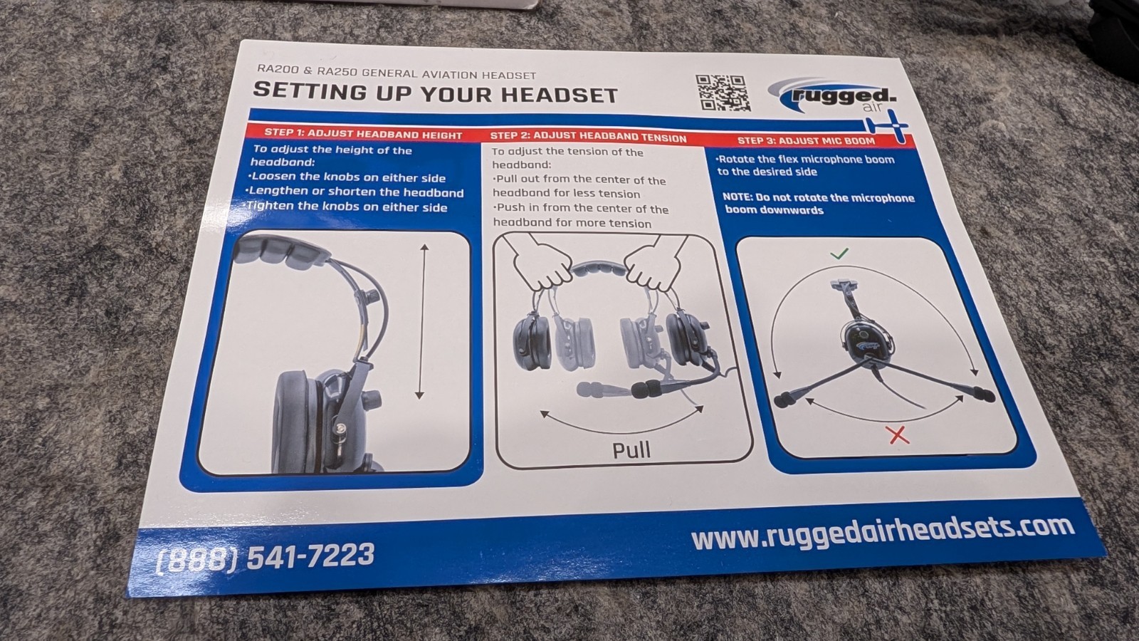 Rugged Air RA200 General Aviation Student Pilot Headset Music Input A20 GA Plug