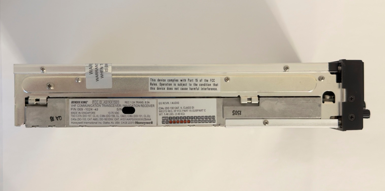 Bendix King KX155 069-1024-42 Glideslope 14V Used Warranty Excellent Tray