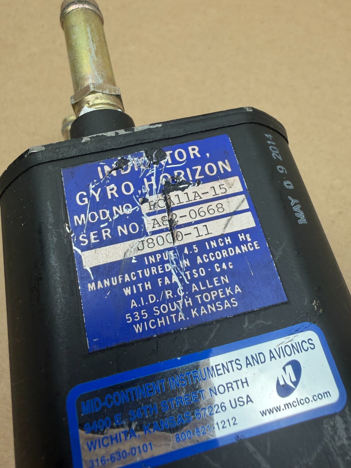 RC Allen J8000-1 Directional Gyro Indicator P/N: RCA11A-15 (0009D)