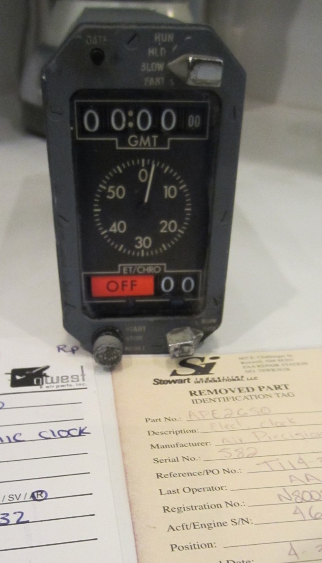 AIRBUS A300 ELECTRONIC CLOCK AS REMOVED AMERICAN AIRLINES N80058 AIR PRECISION