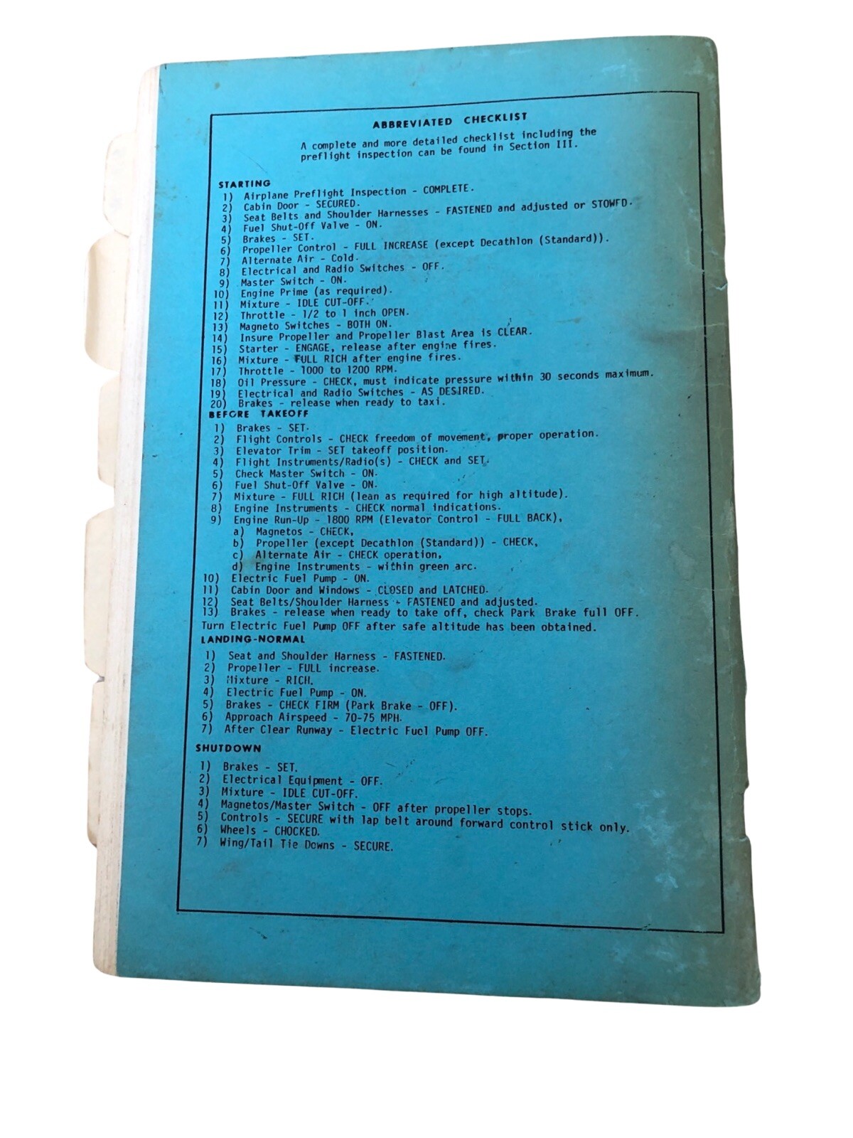 Bellanca Pilot’s Operating Manual for Decathlon 1978-1980 series super corporat