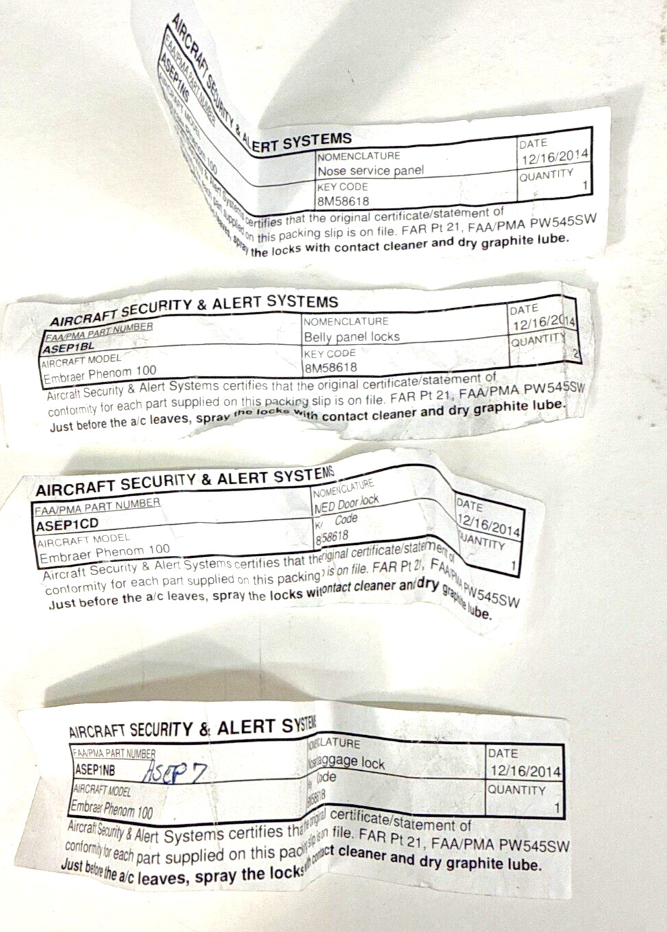Emraer Phenom 100 Aircraft Door Locks ASEP1NB