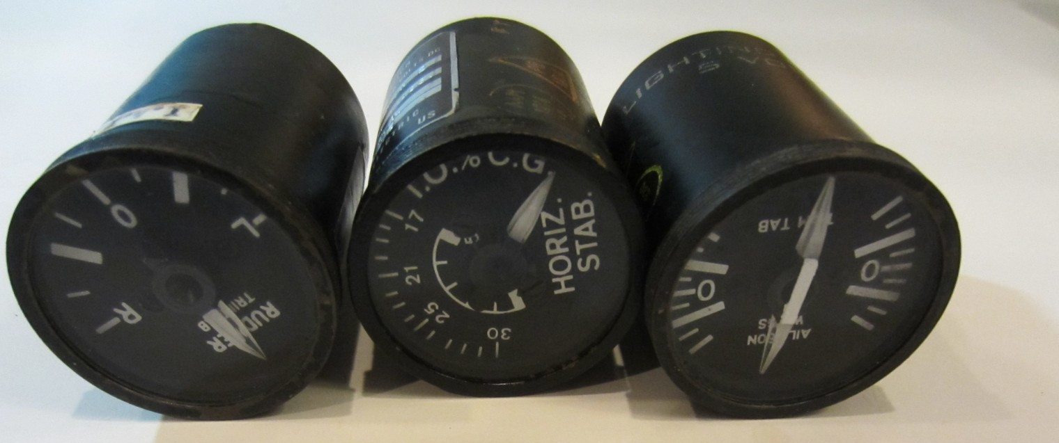 WESTWIND GAUGE LOT OF 3 GENERAL ELECTRIC GAUGS AILERON STABILIZER RUDDER