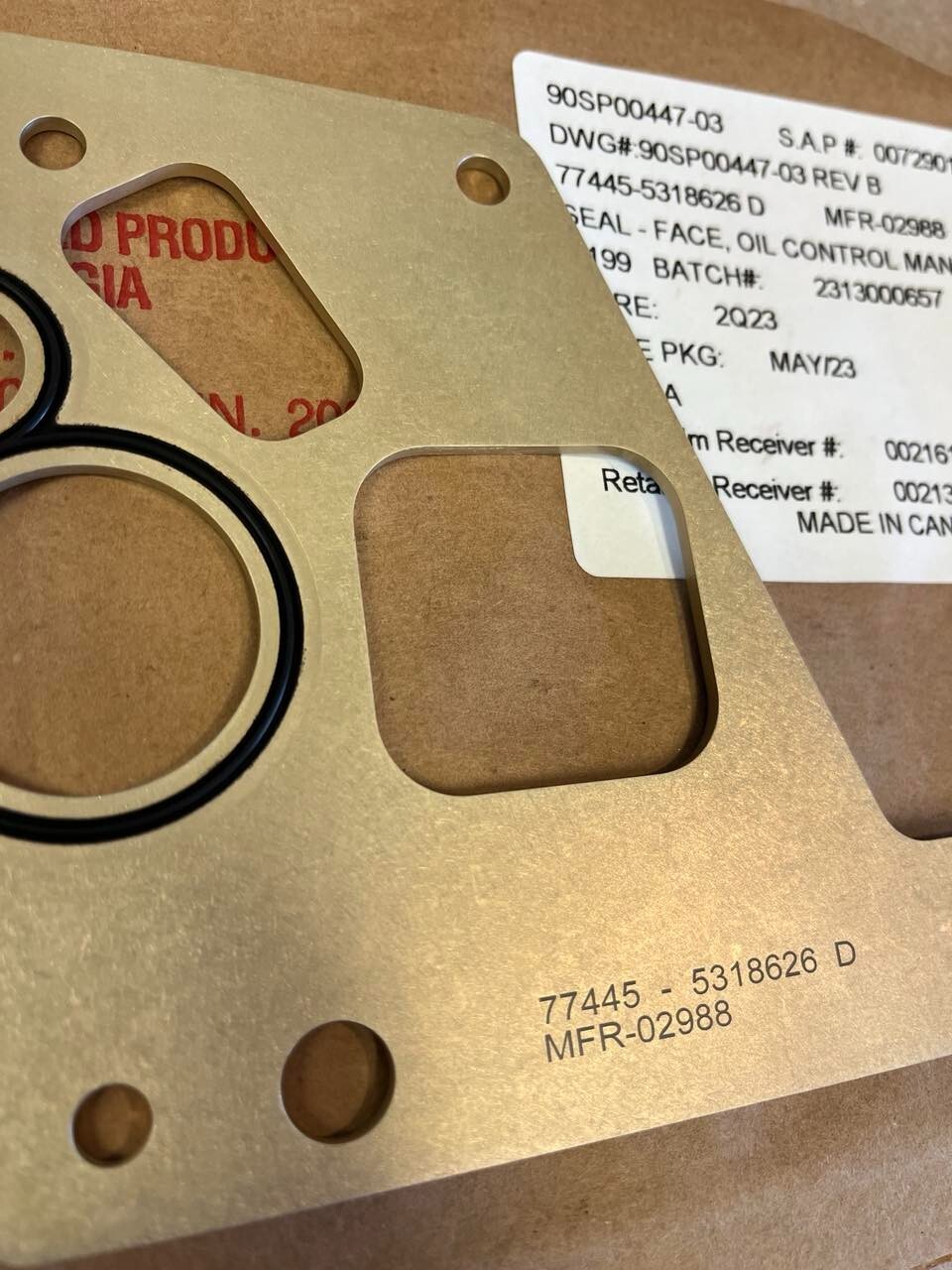 (5) Genuine Airbus A320 Seal face air control manifold 5318826