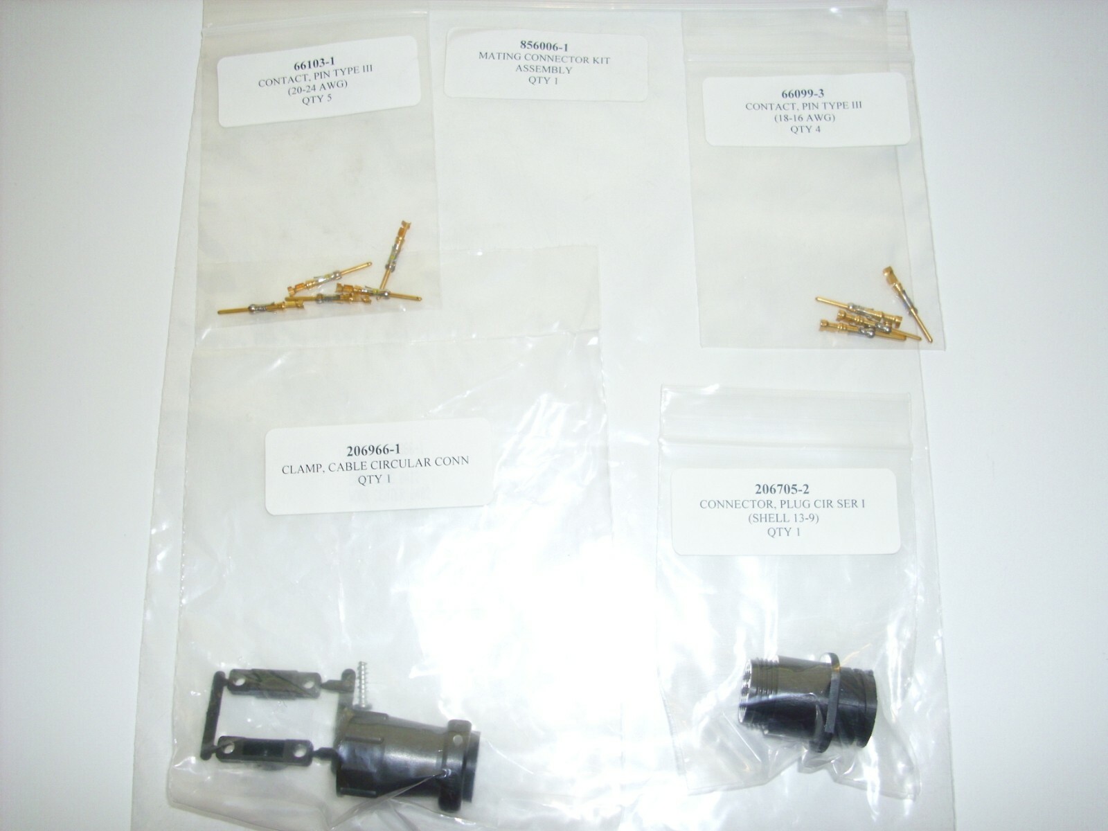 AMP 856006-1 Connector Kit with 206705-2 206966-1 66099-3 66103-1