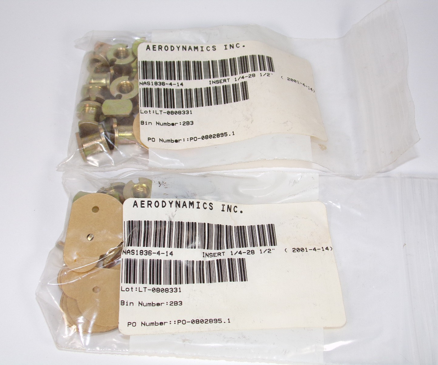2001-4-14 Insert, Molded in, Blind Threaded 1/4-28 x 1/2″ NAS1836-4-14 (Qty 20)