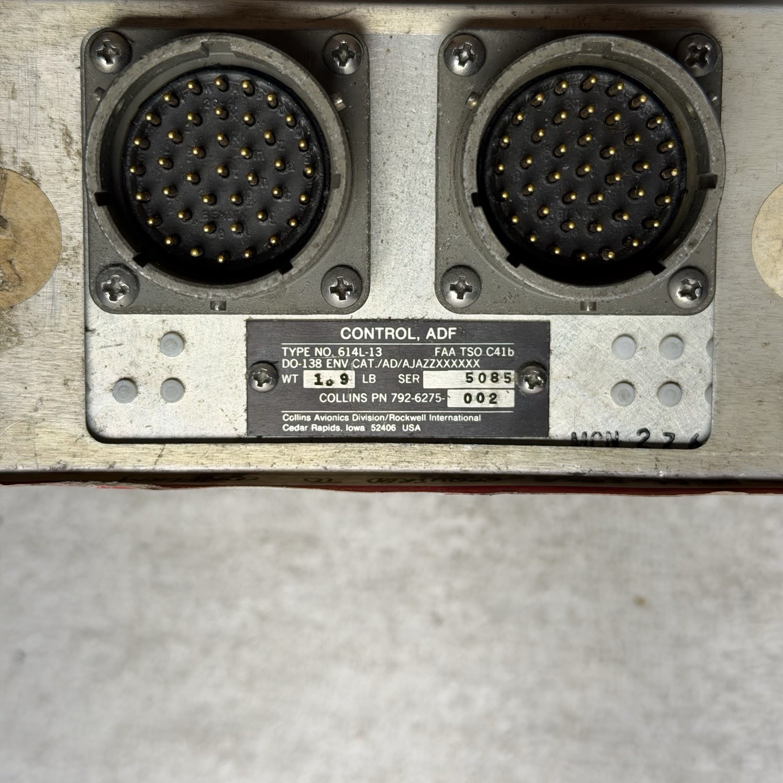Collins Aerospace ADF Control 614L-13 PN 792-6275-002