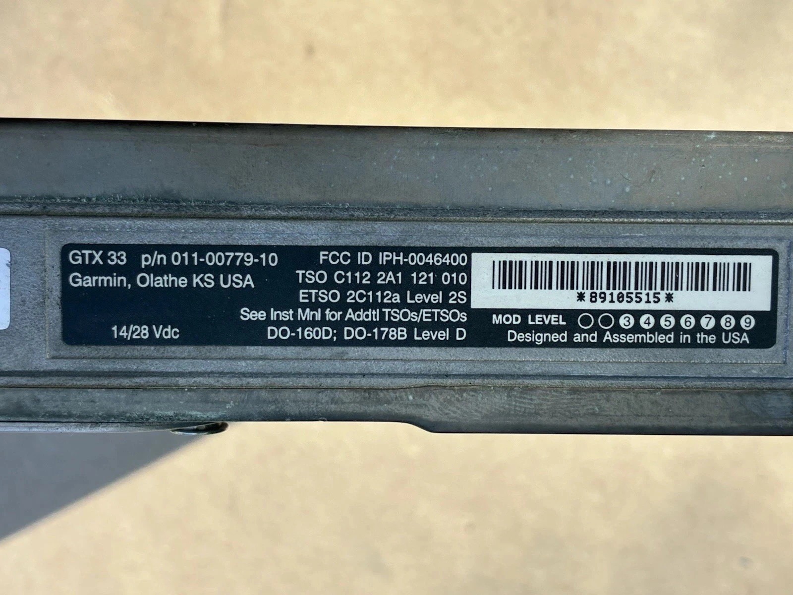 Garmin GTX 33 Remote Transponder 011-00779-00, No Tray