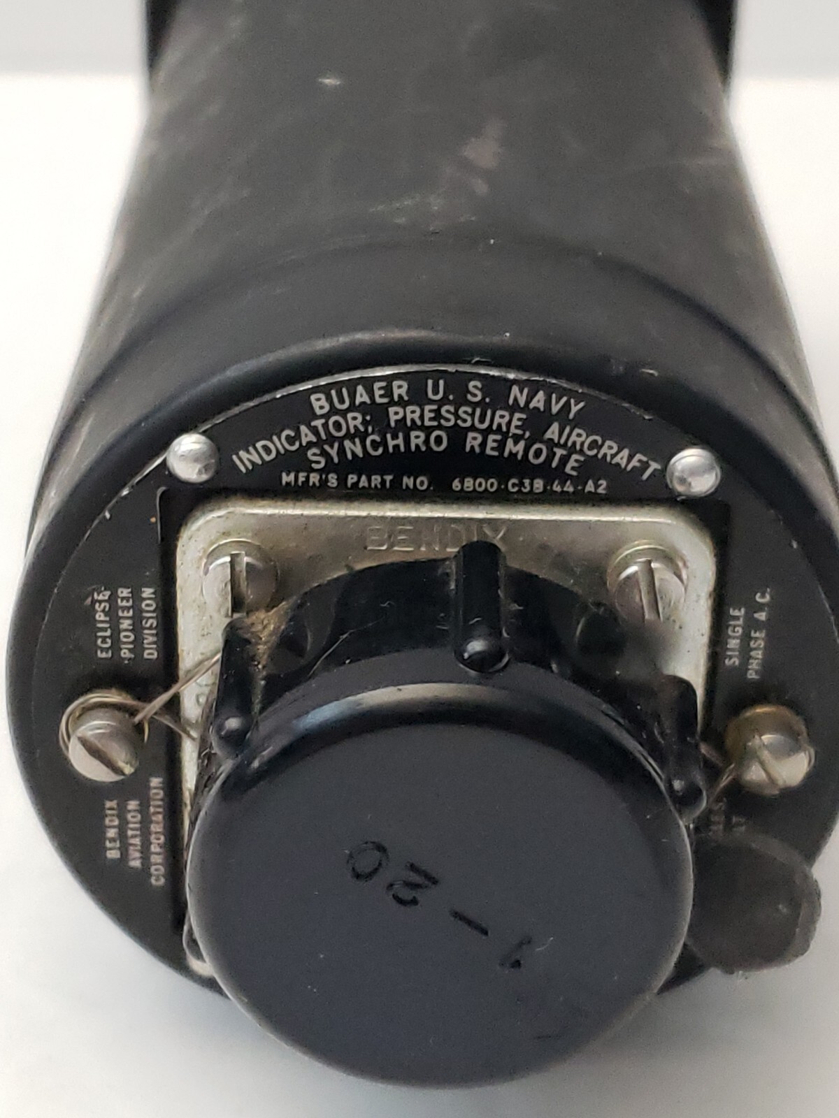 Vintage Buaer U.S. Navy 6800 C3B 44 A2 Synchro Pressure Indicator Aircraft Gauge