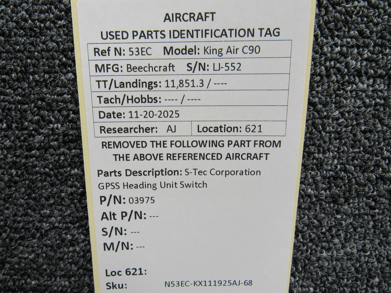 03975 S-Tec Corporation GPSS Heading Unit Switch