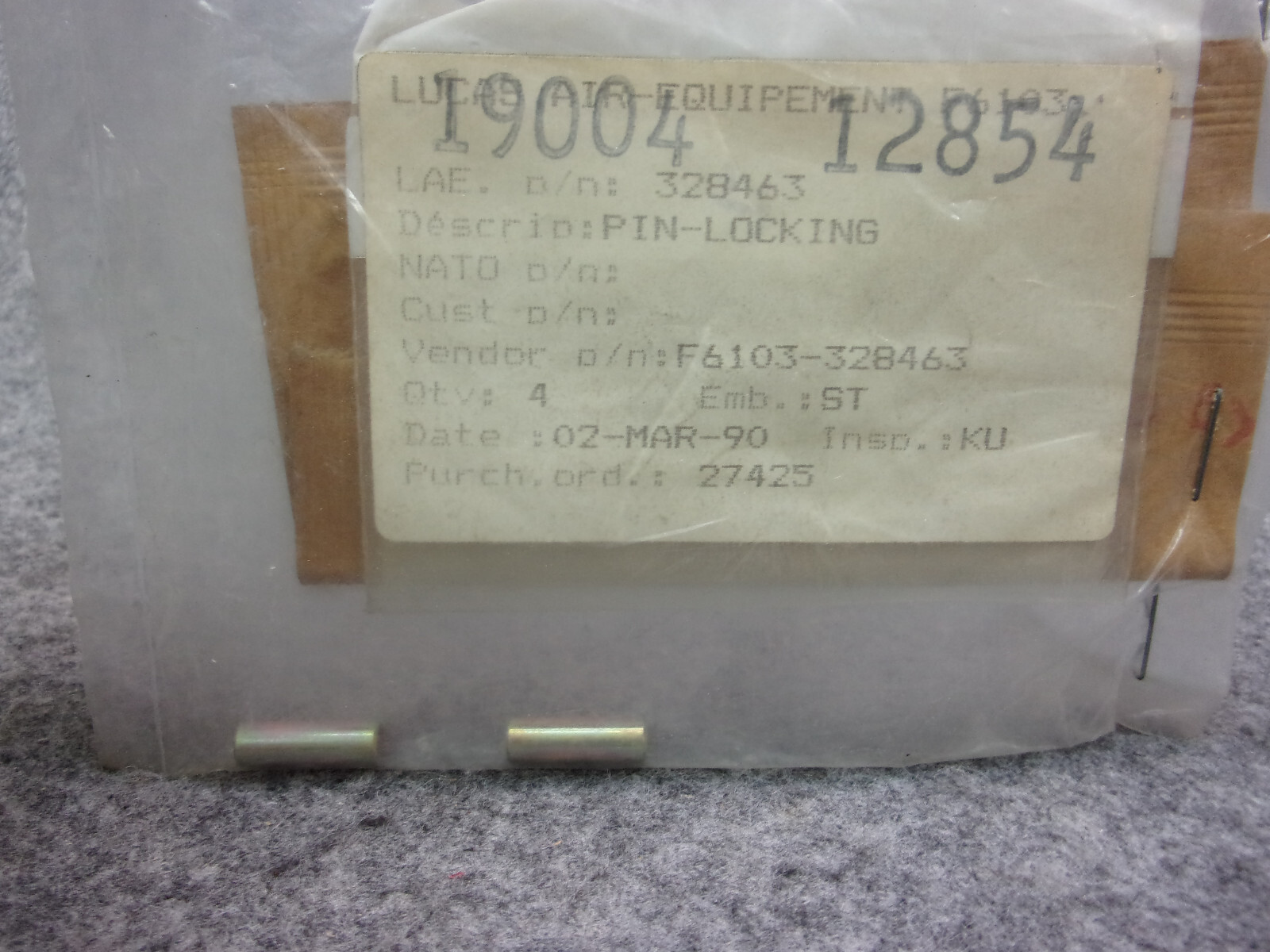 Lucas Aerospace Locking Pin P/N 328463 (Lot of 2)