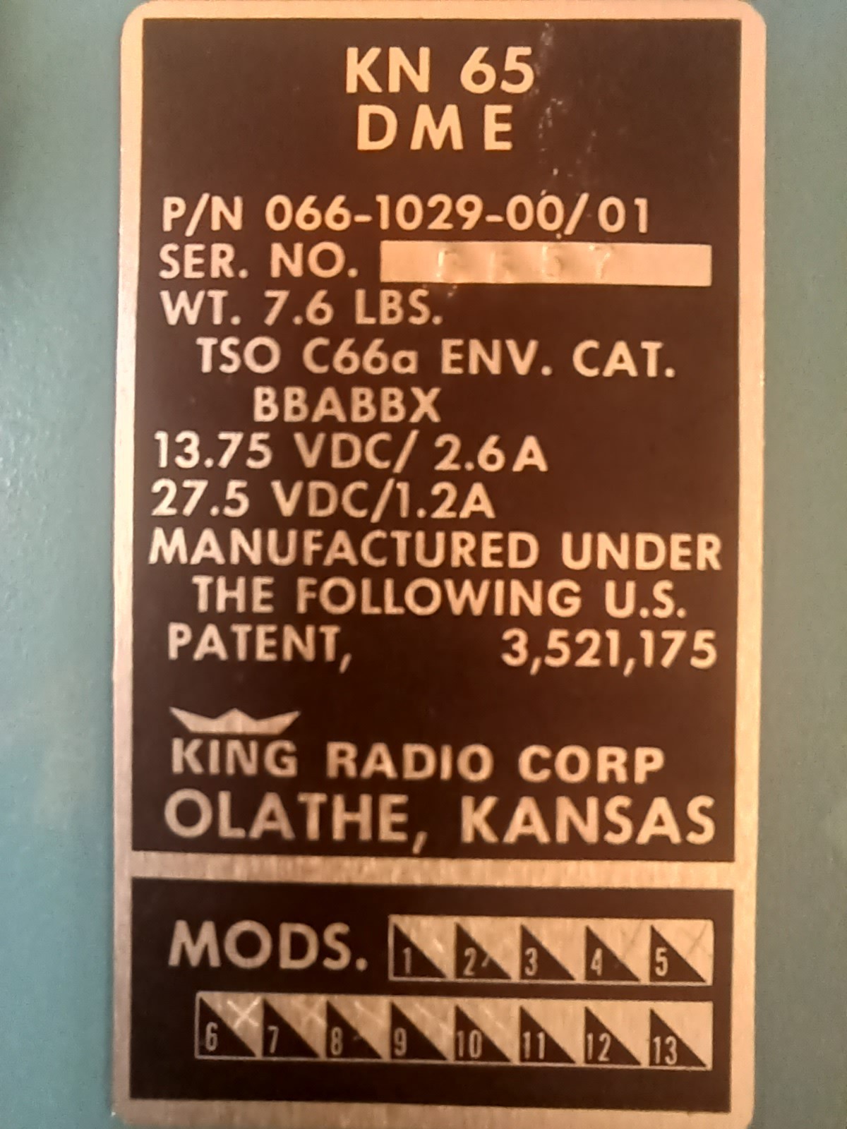 Bendix King KN65 DME 066-1029-00/01 w/ Mods 2-10