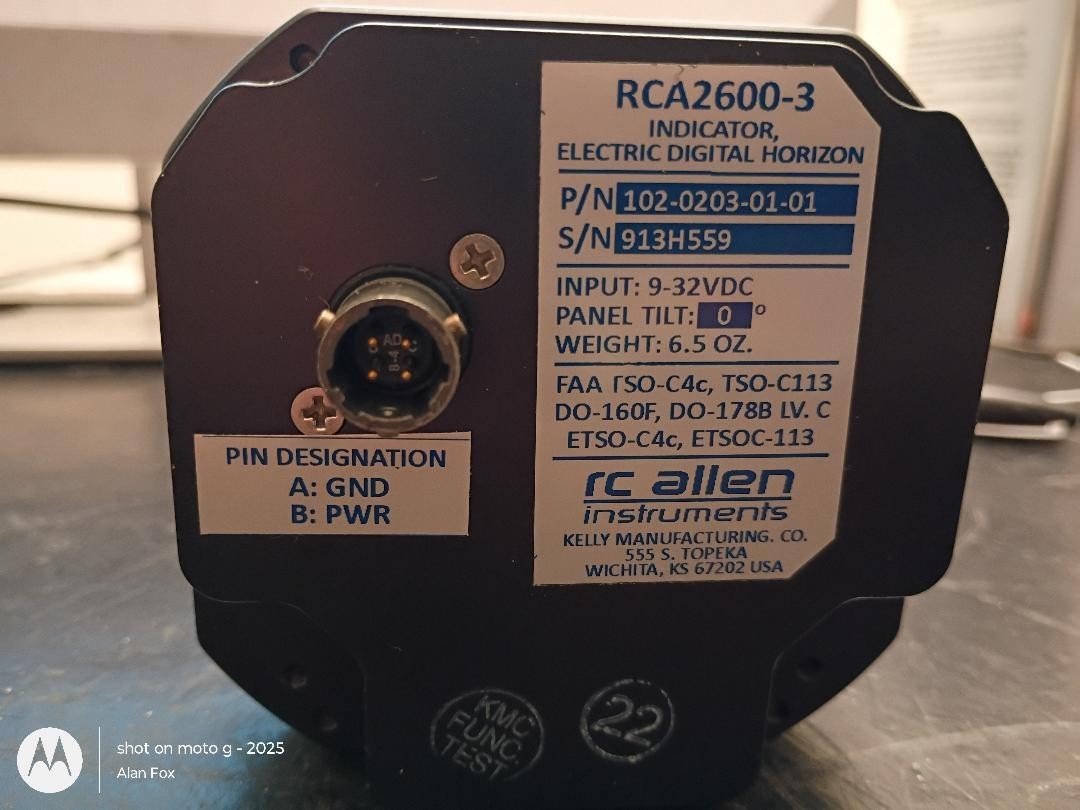 RC Allen RCA2600-3 Electronic Digital Horizon 0 degree tilt 102-0203-01-01