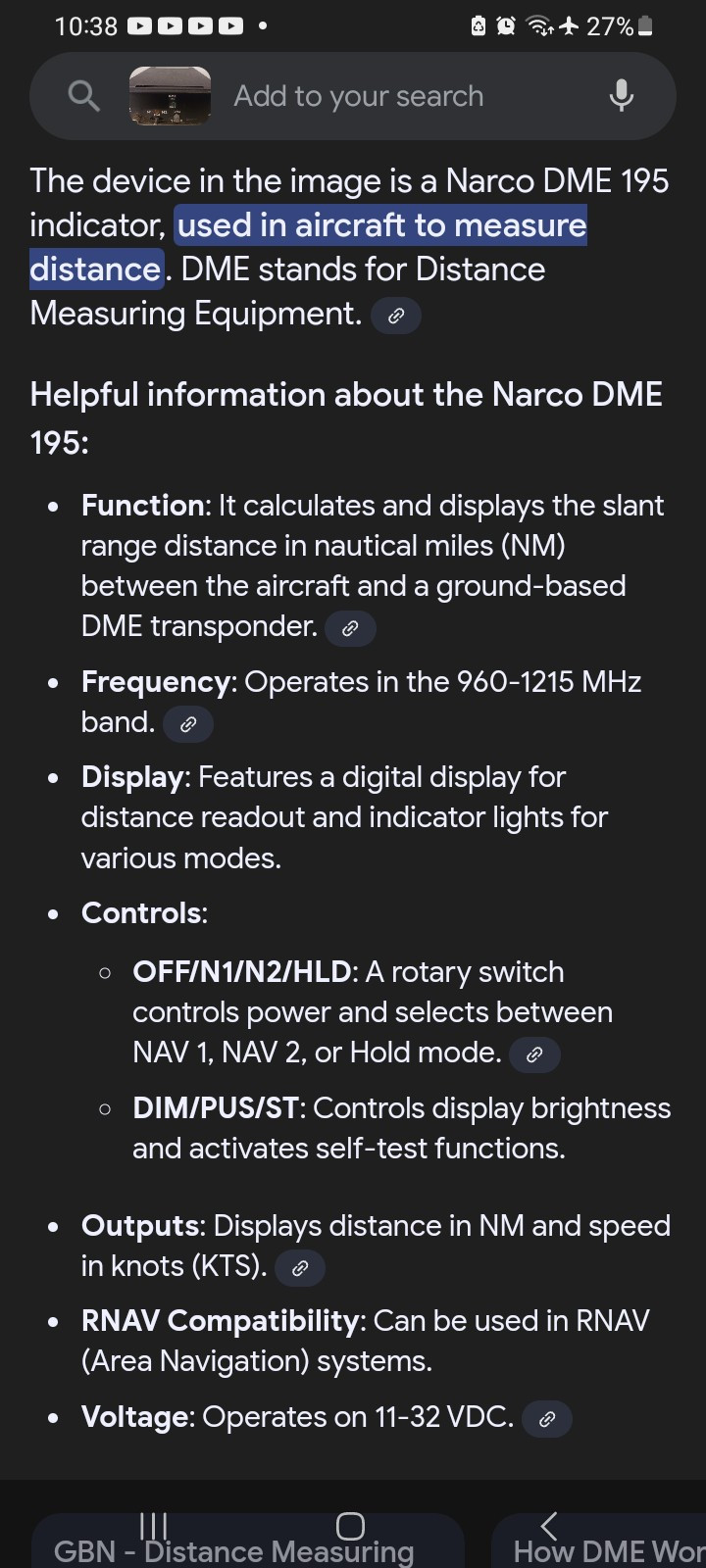 Narco DME 195 Indicator TSO