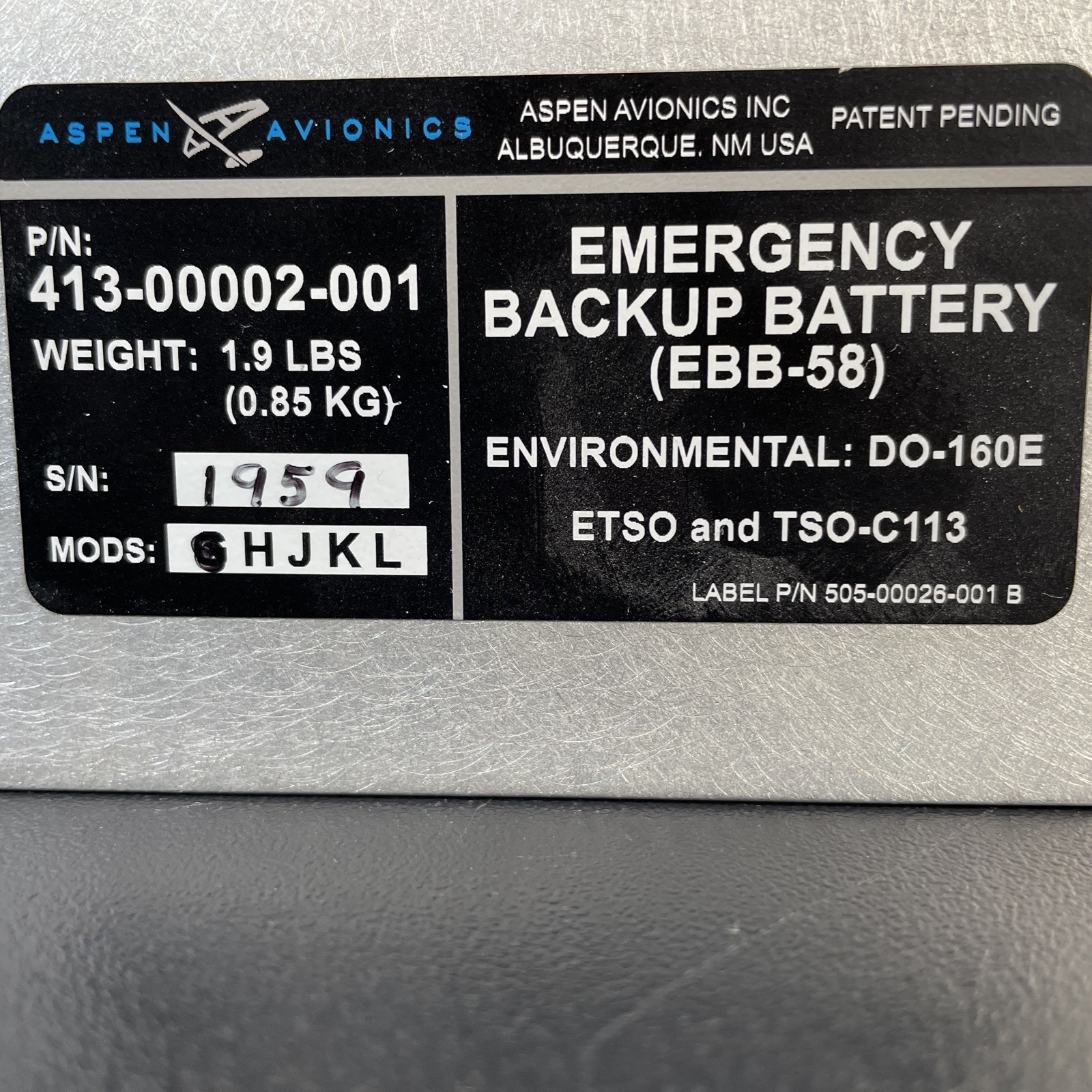 Aspen Emergency Backup Battery – EBB-58 – No Warranty!