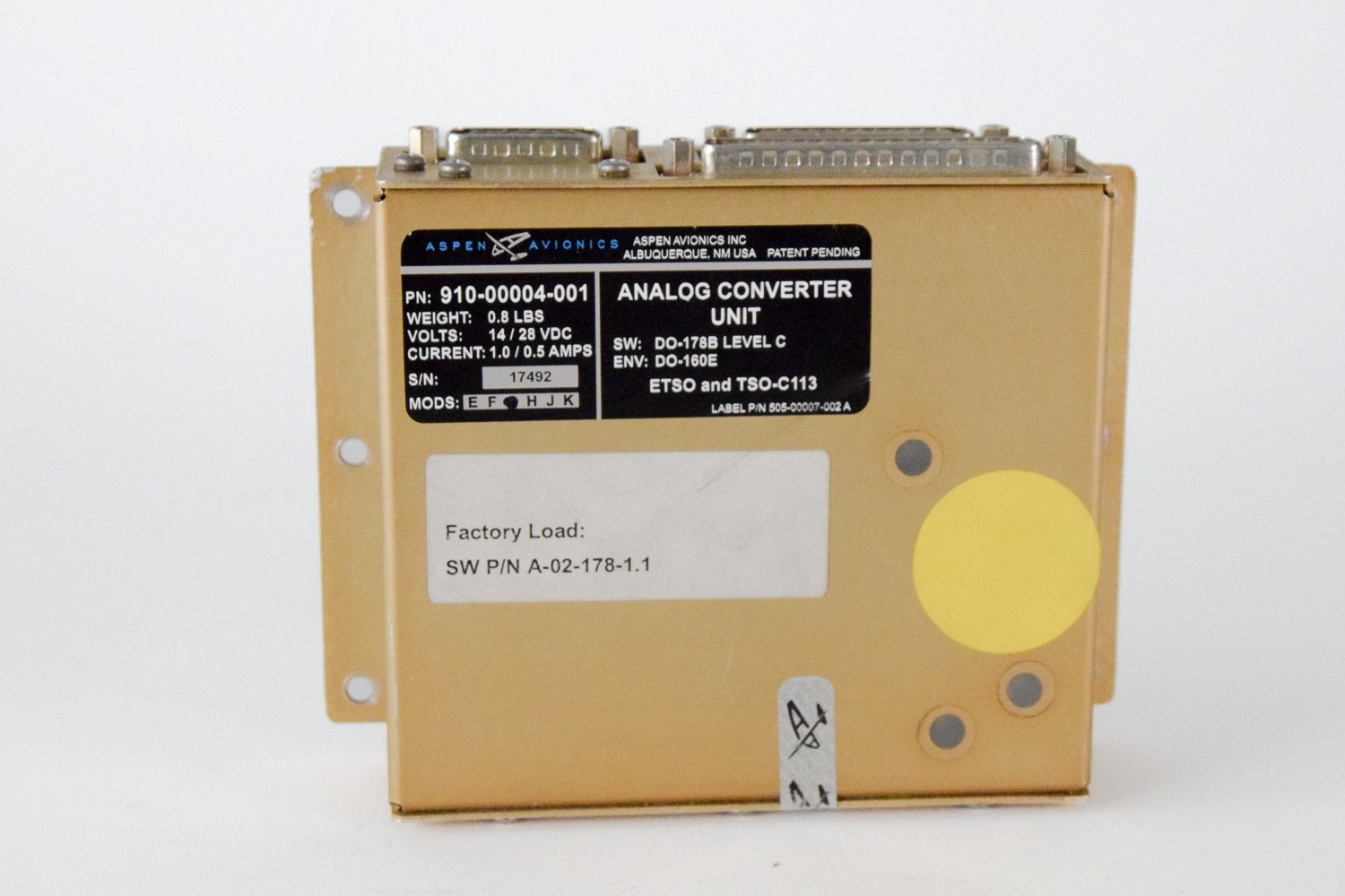 Aspen analog converter ACU 1 PN: 910-00004-001 SN: 17492 with EASA Form 1