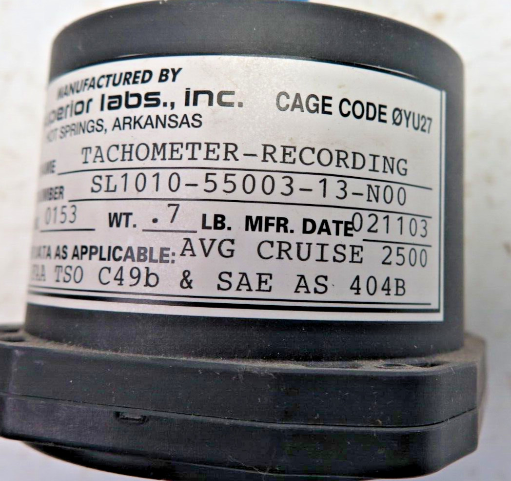 Used Superior Labs Inc. Diamond Aviation Mech. Tachometer SL1010-55003-13-N00
