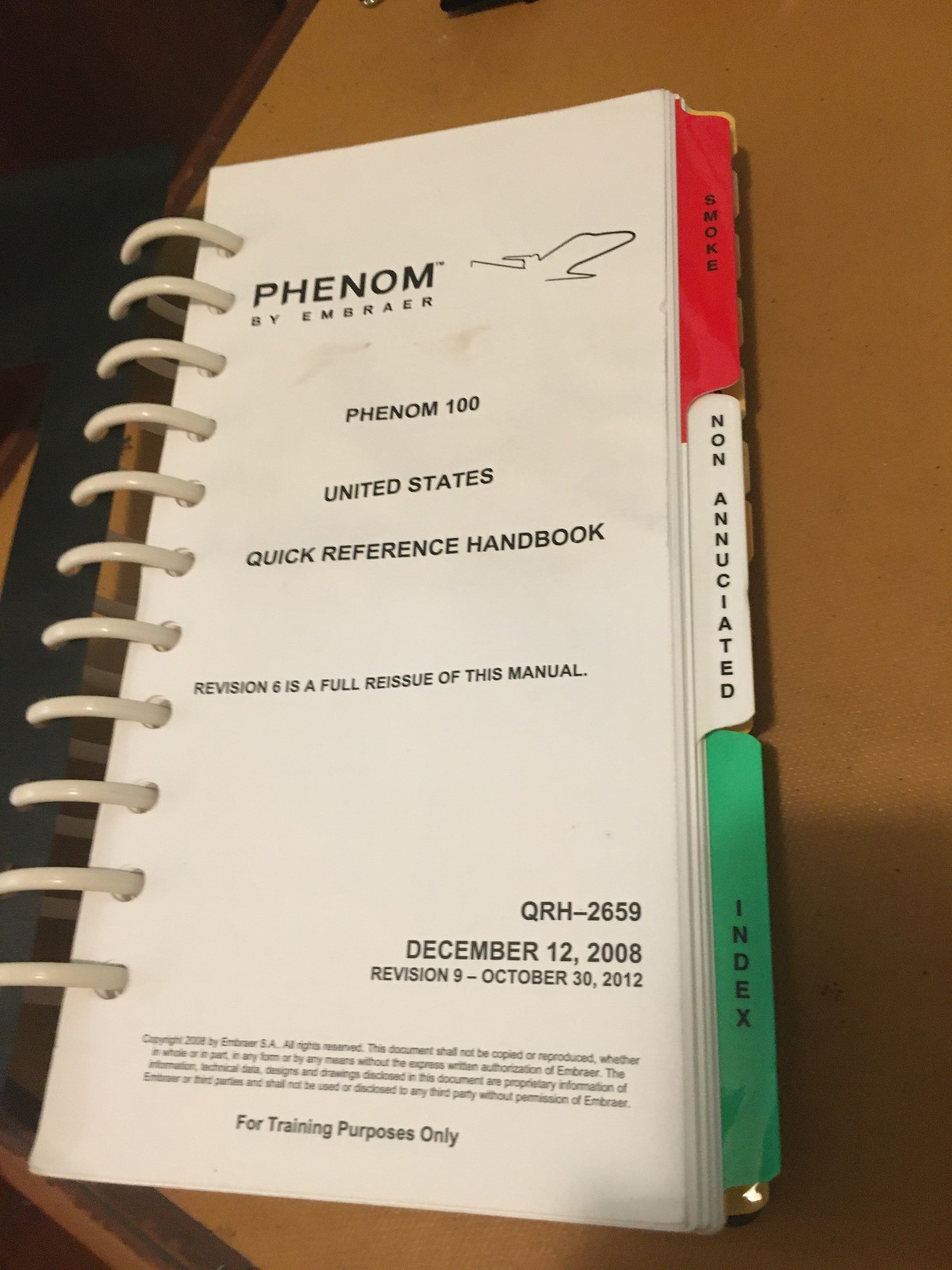 Embraer Phenom 100 QRH Quick Reference Handbook, United States.