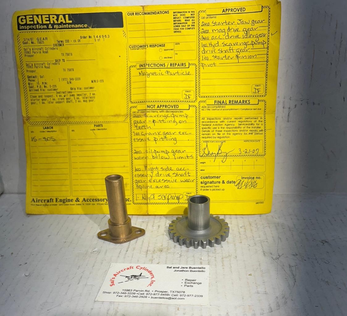 Certified Continental TCM E-225 Accessory Drive Idler Gear & Shaft