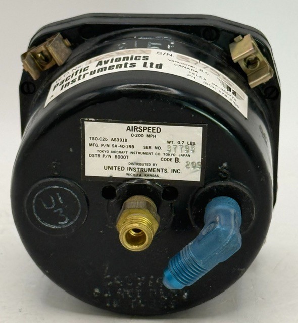 United Instruments Airspeed Indicator P/N: SA-40-1RB – As Removed