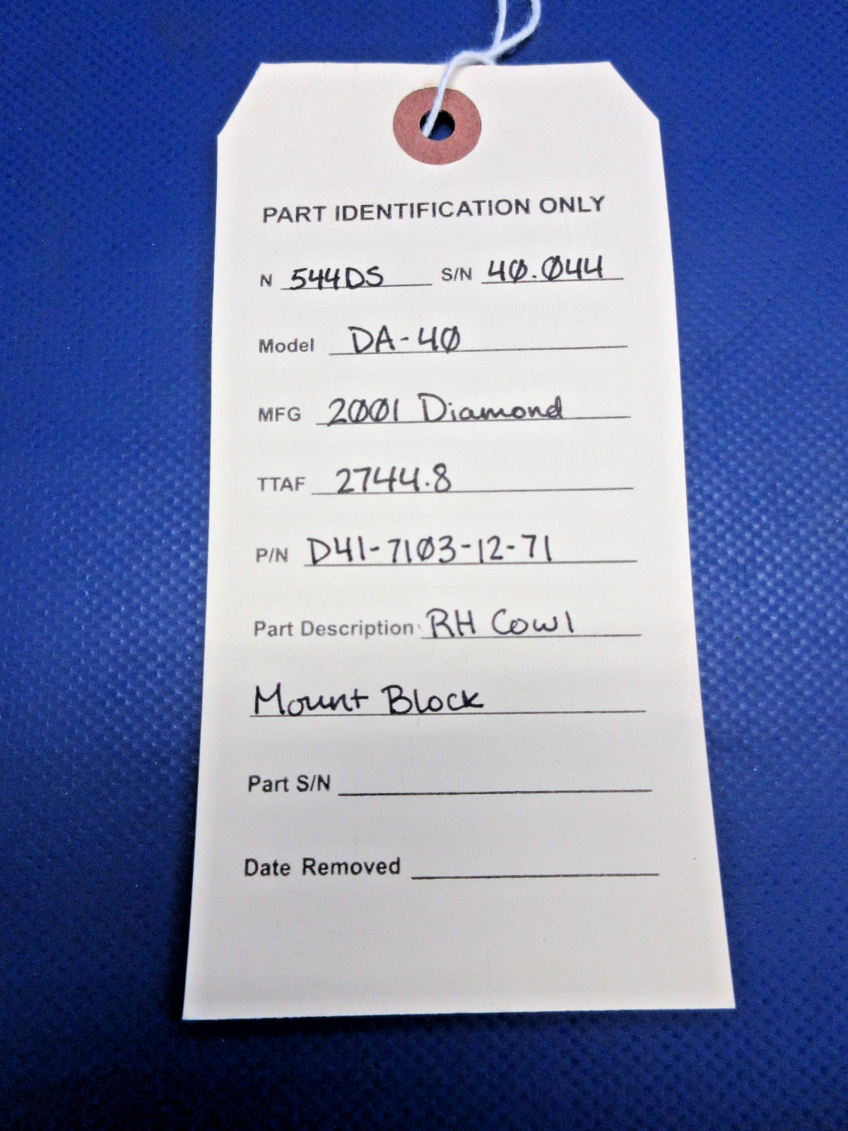 Diamond DA-40 RH Cowl Mount Block P/N D41-7103-12-71 (0726-814)