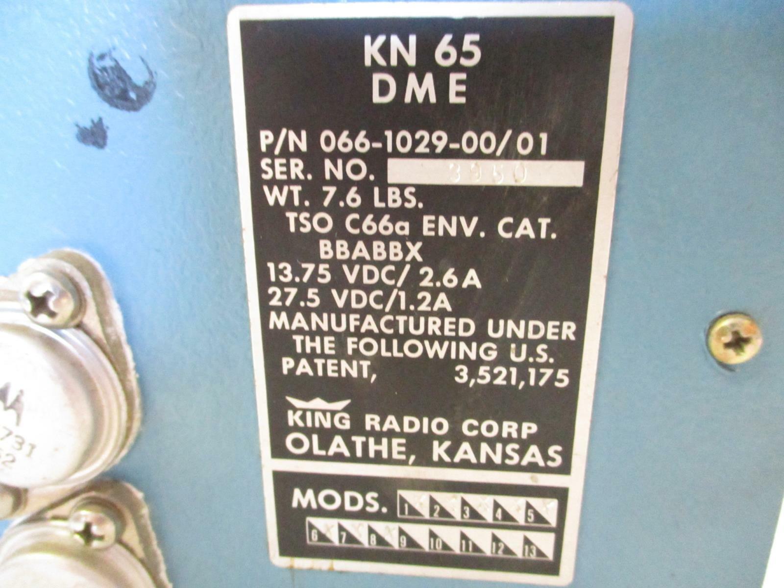 KING RADIO CORP 066-1029-00/01 KN65 DME Tagged “Unservicable” KN-65-A