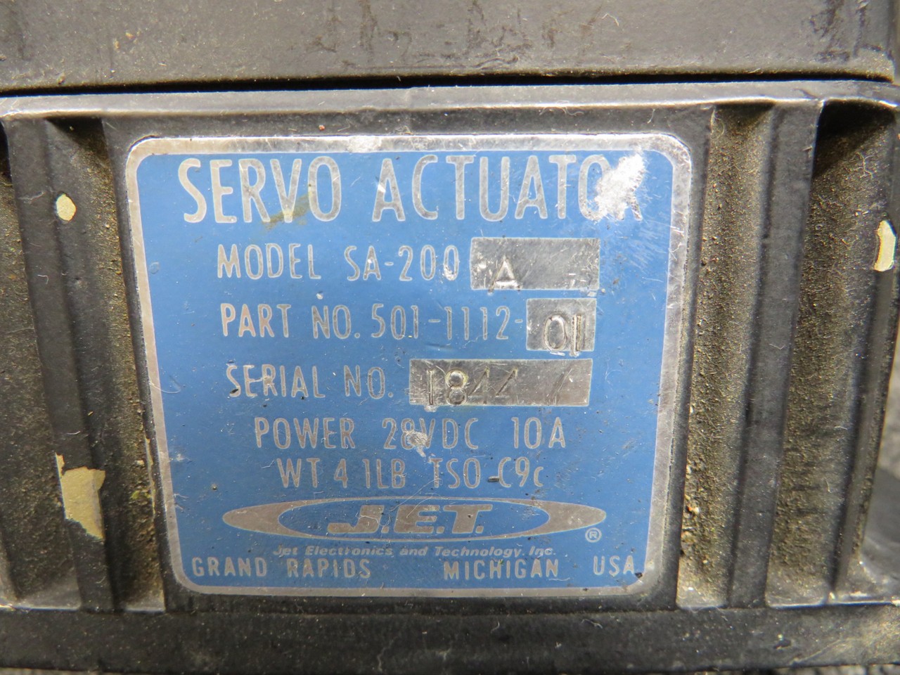 501-1112-01 JET SA-200A Servo Actuator with Modifications 28V, 10A (Core)