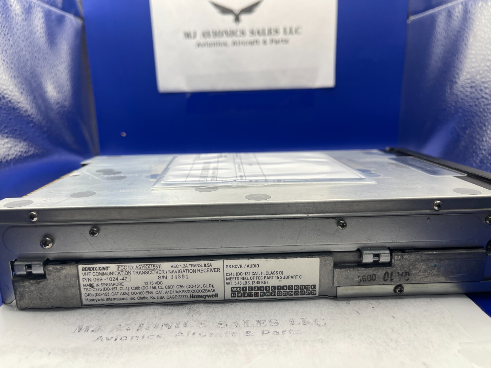 BENDIX/KING KX 155 P/N 069-1024-42 14VDC WITH GLIDE/SLOPE WITH FAA FORM 8130-3