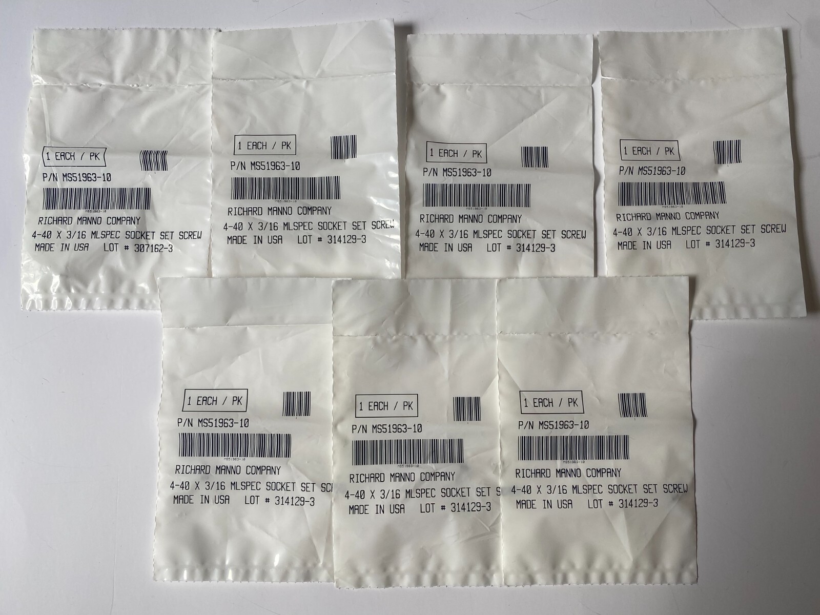 (Lot of 7) MS51963-10 Mil. Spec. Alloy Steel Cup-Point Set Screw, 4-40, 3/16″