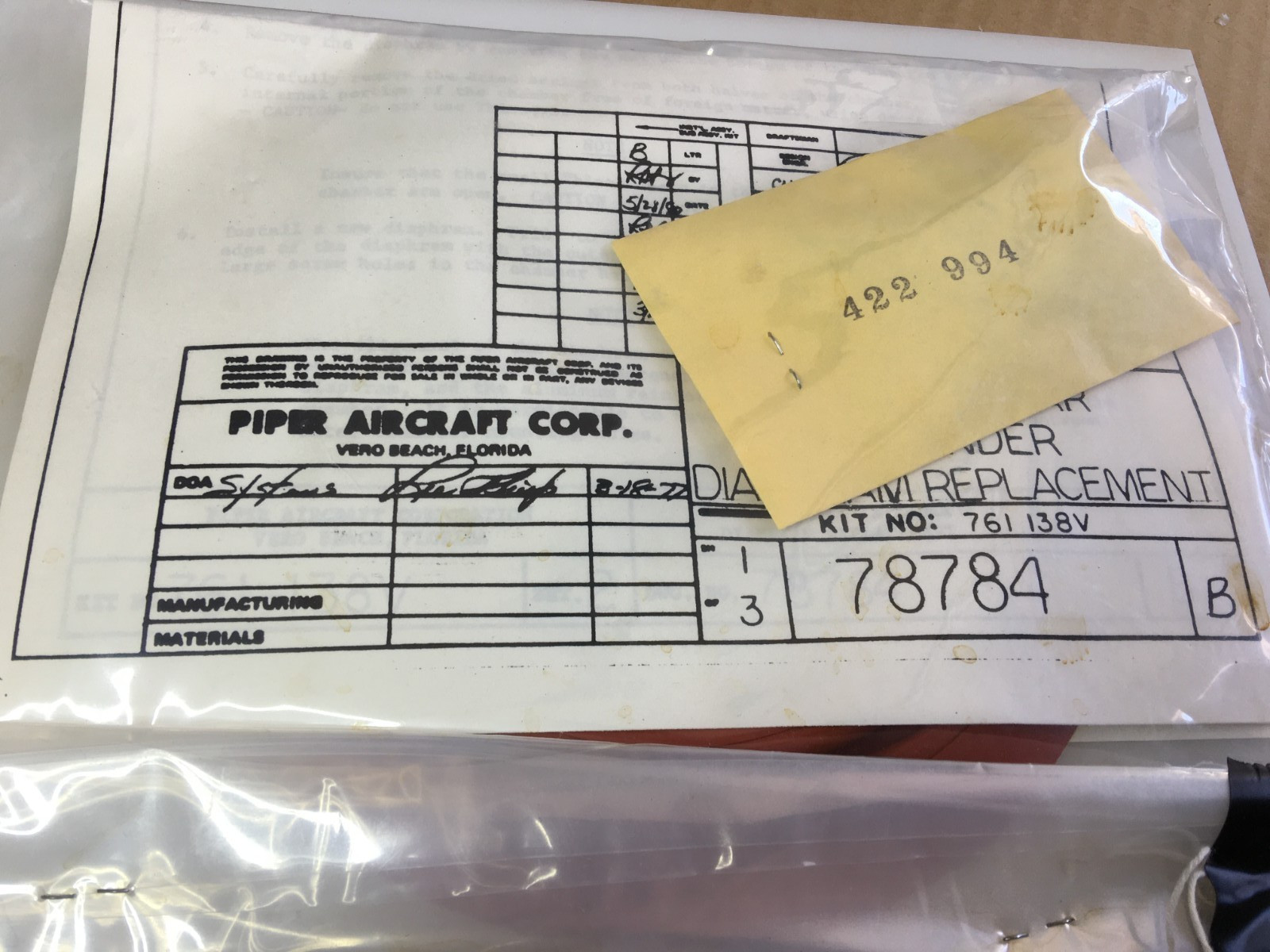Piper PA-28R1 Backup Gear Extender Replacement Kit 761-138