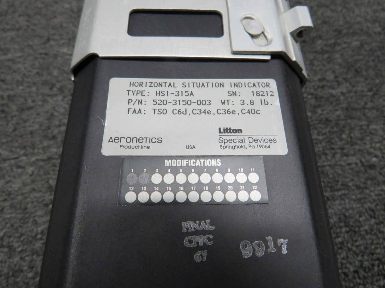 520-3150-003 Aeronetics HIS-315A Horizontal Situation Indicator w Modifications