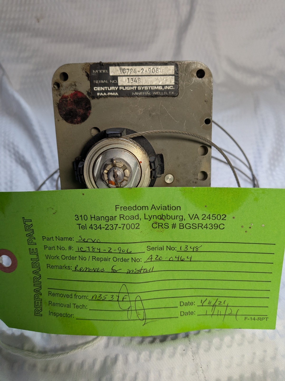 1C784-2-906 Century Servo with Bracket – GREEN TAG
