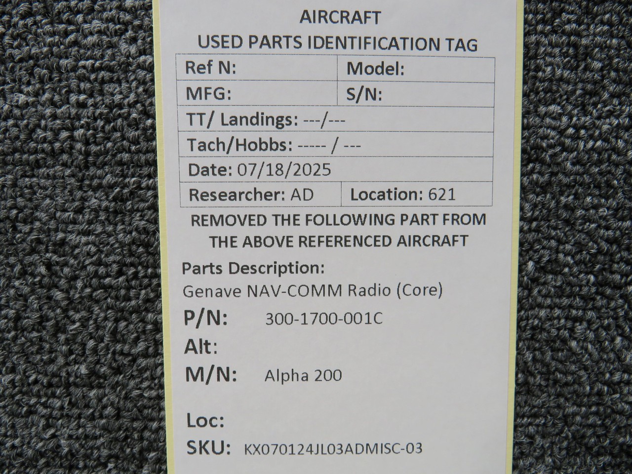 300-1700-001C Genave Alpha 200 NAV-COMM Radio (Core)
