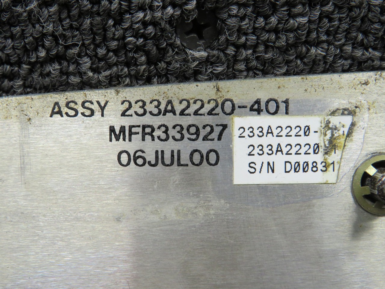 233A2220-1 Boeing 737-800 Clock and Nose Wheel Steering Switch Panel Assembly