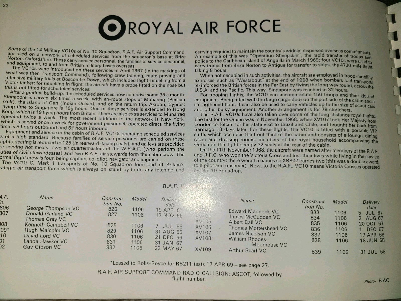 Vtg PB book, VC 10 by Jim Lucas, 1970 – VHF Supplies England, aviation airplane