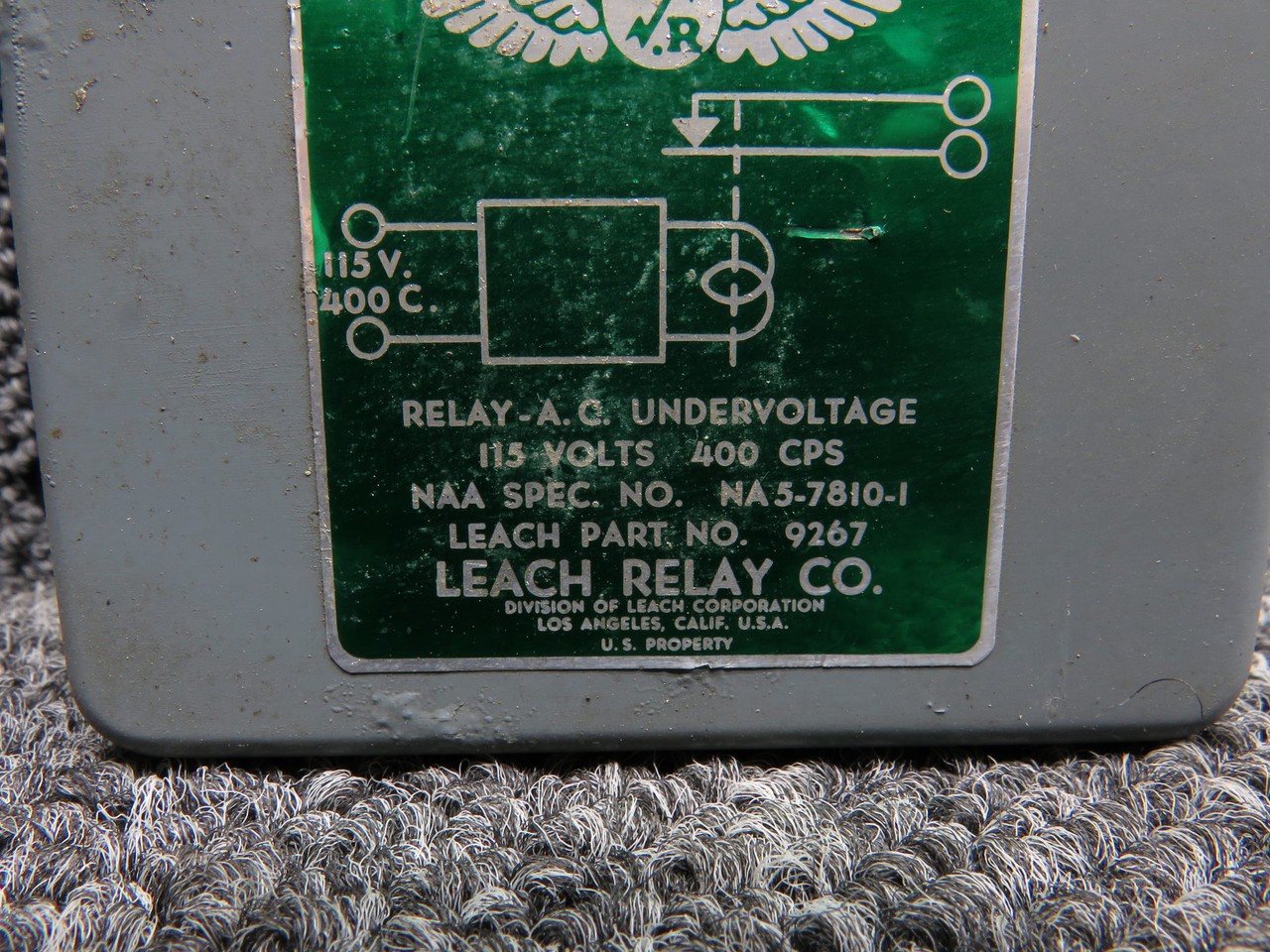 9267 (Alt: NA5-7810-1) Leach AC Relay Undervoltage (Volts: 115, Cycles: 400)