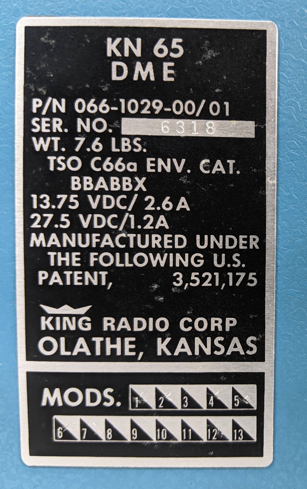 KN-65 DME Receiver / King / 066-1029-00/01 / 6318