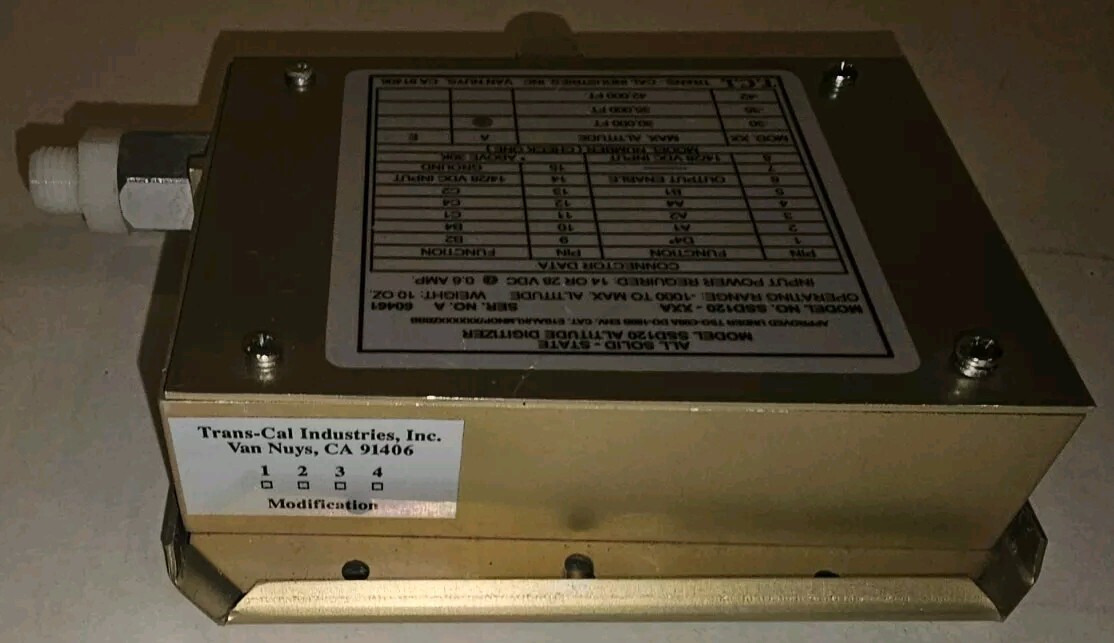 Trans-Cal SSD120-30A Altitude Encoder 30,000′ 10-30VDC. W/ 90 Day Warranty