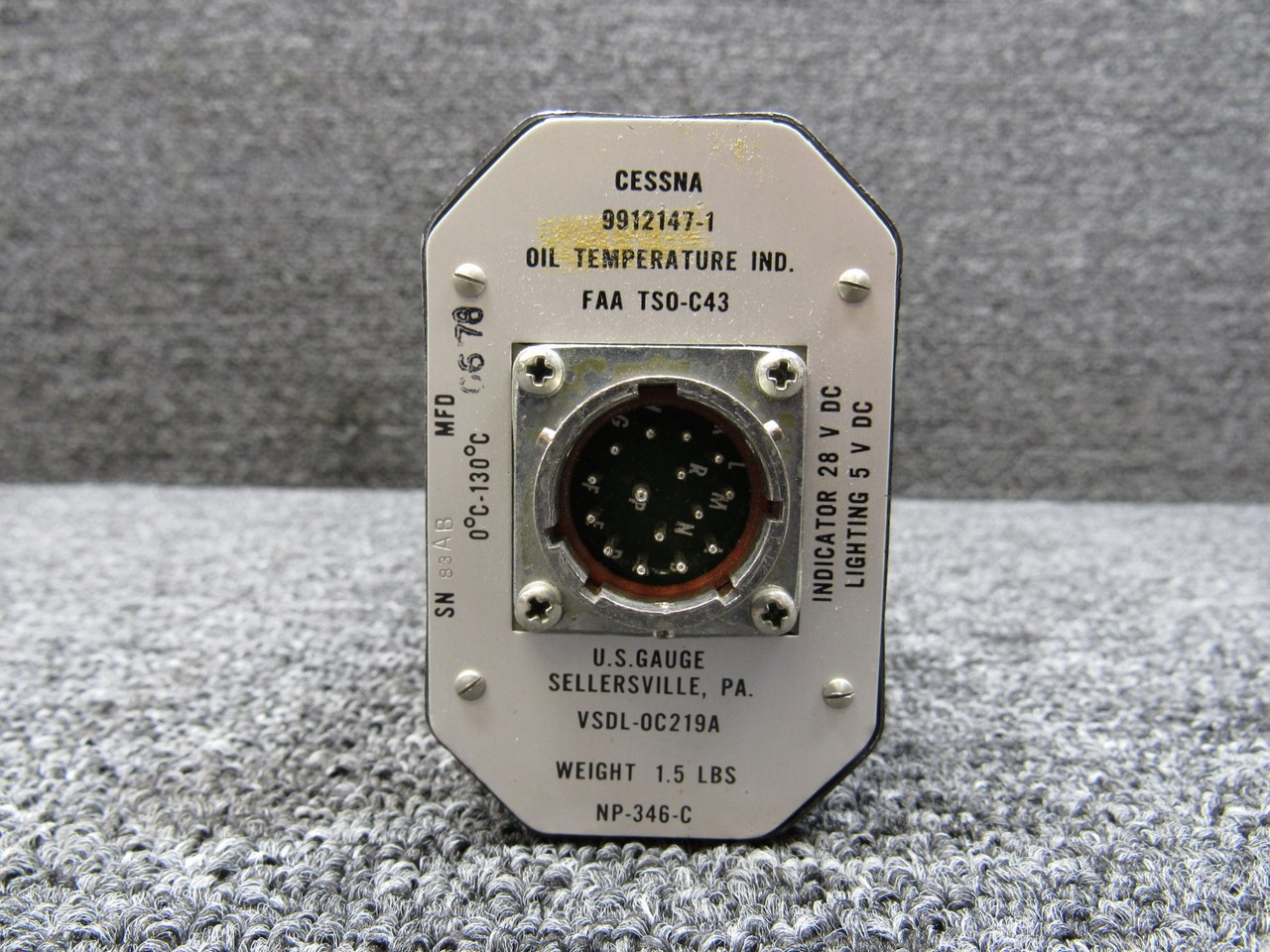 VSDL-0C219A (Alt: 9912147-1) U.S. Gauge Oil Temperature Indicator (Core)