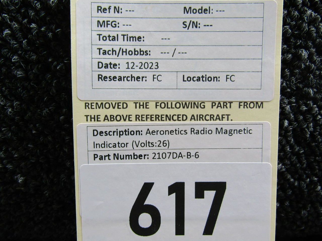 2107DA-B-6 Aeronetics Radio Magnetic Indicator (Volts: 26)