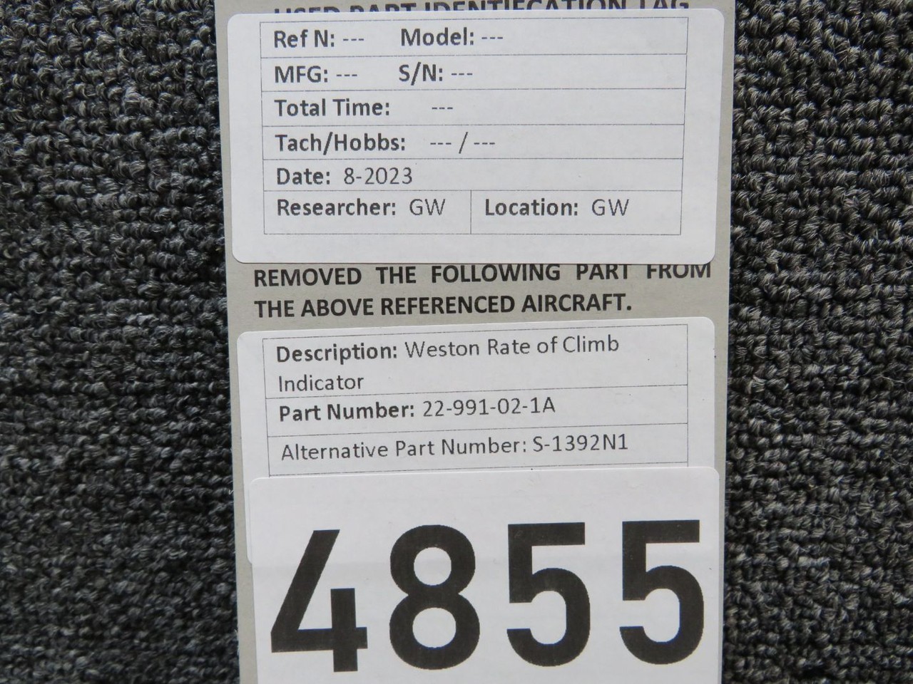 22-991-02-1A (Alt: S-1392N1) Weston Rate of Climb Indicator
