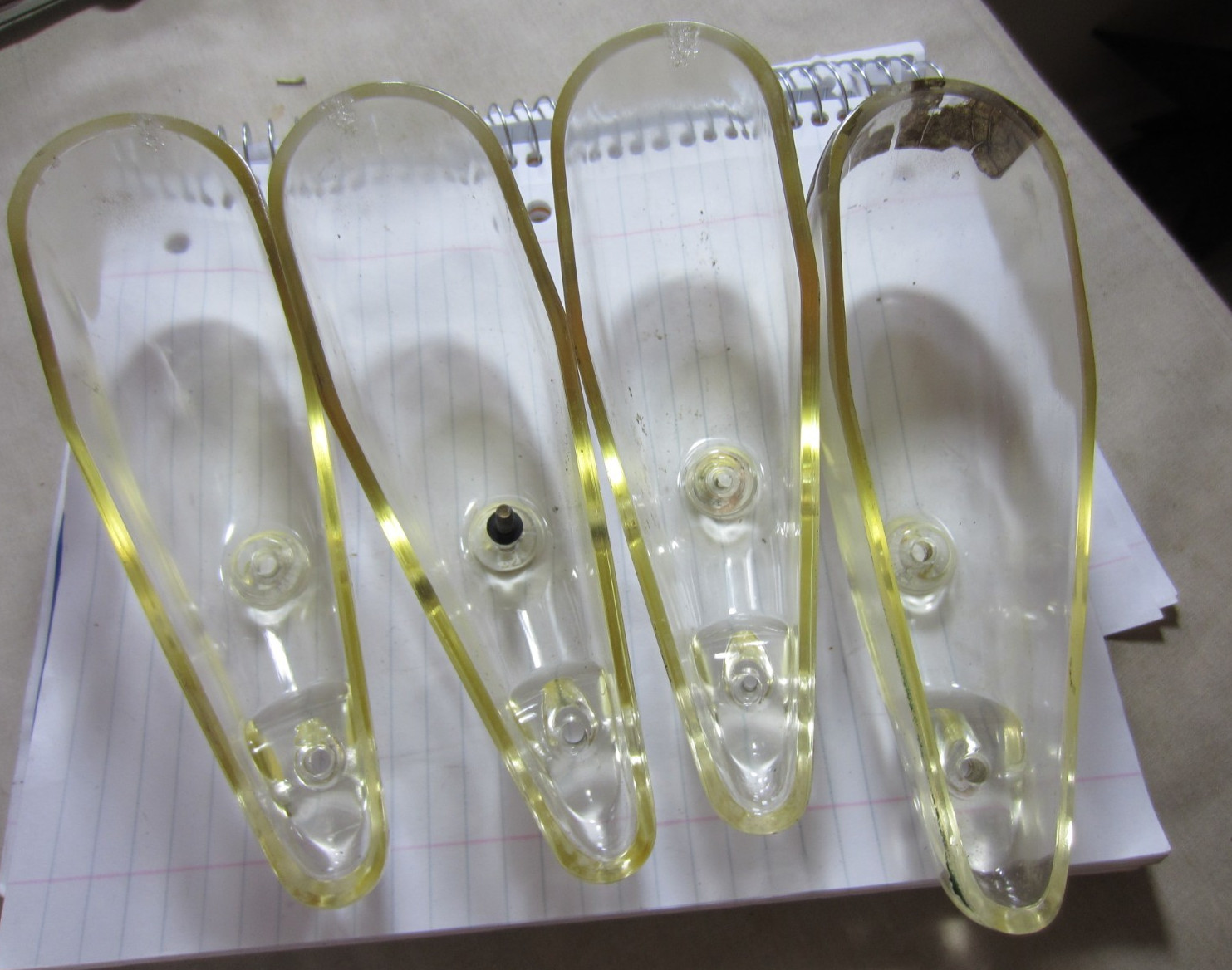 AIRCAFT LIGHT COVER CLEAR LOT OF 4 ALL HAVE CHIPPING IN FRONT