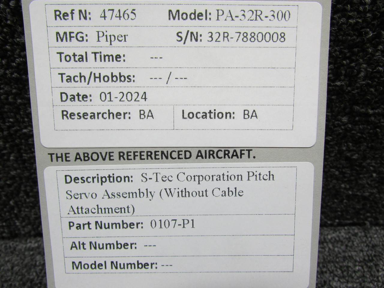 0107-P1 S-Tec Corporation Pitch Servo Assembly (Minus Cable Attachment)