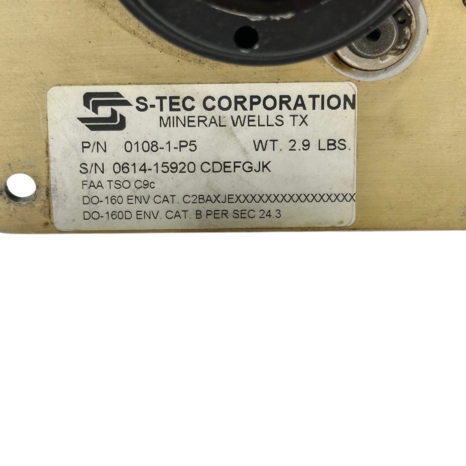 S-TEC 0108-1-P5 Autopilot Roll Servo Actuator Motor Assembly FAA TSO C9c
