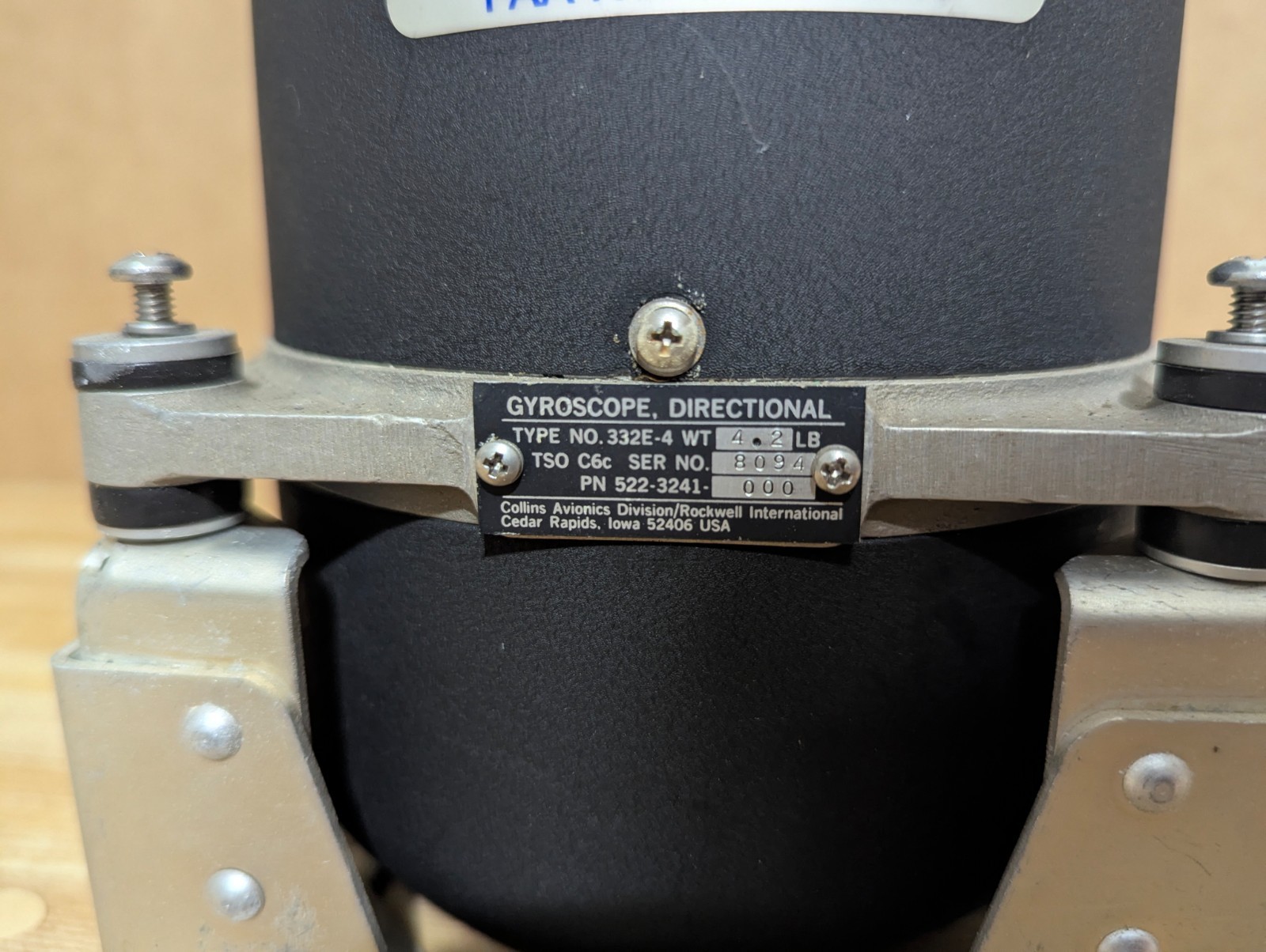 Collins Directional Gyro / Gyroscope 522-3241-000 / 332E-4 Guaranteed working
