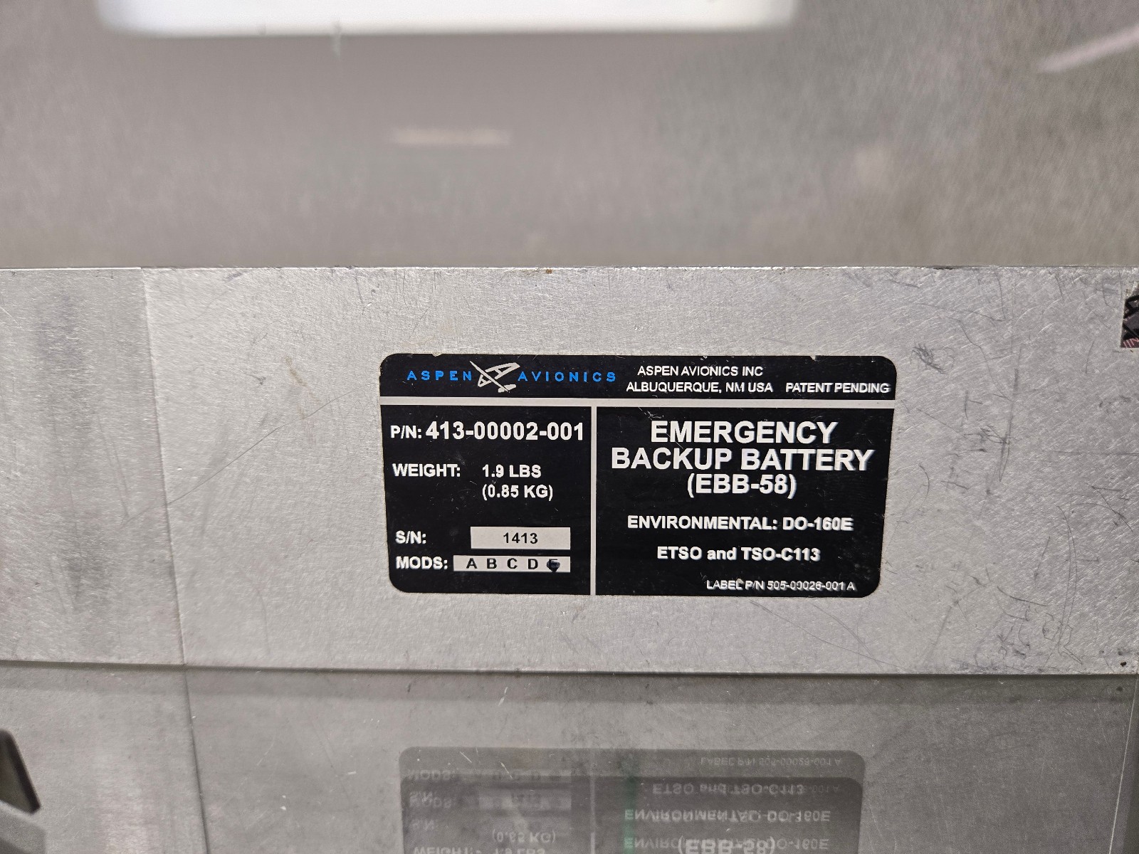 Aspen EBB-58 Emergency Backup Battery w/ Tray PN 413-00002-001
