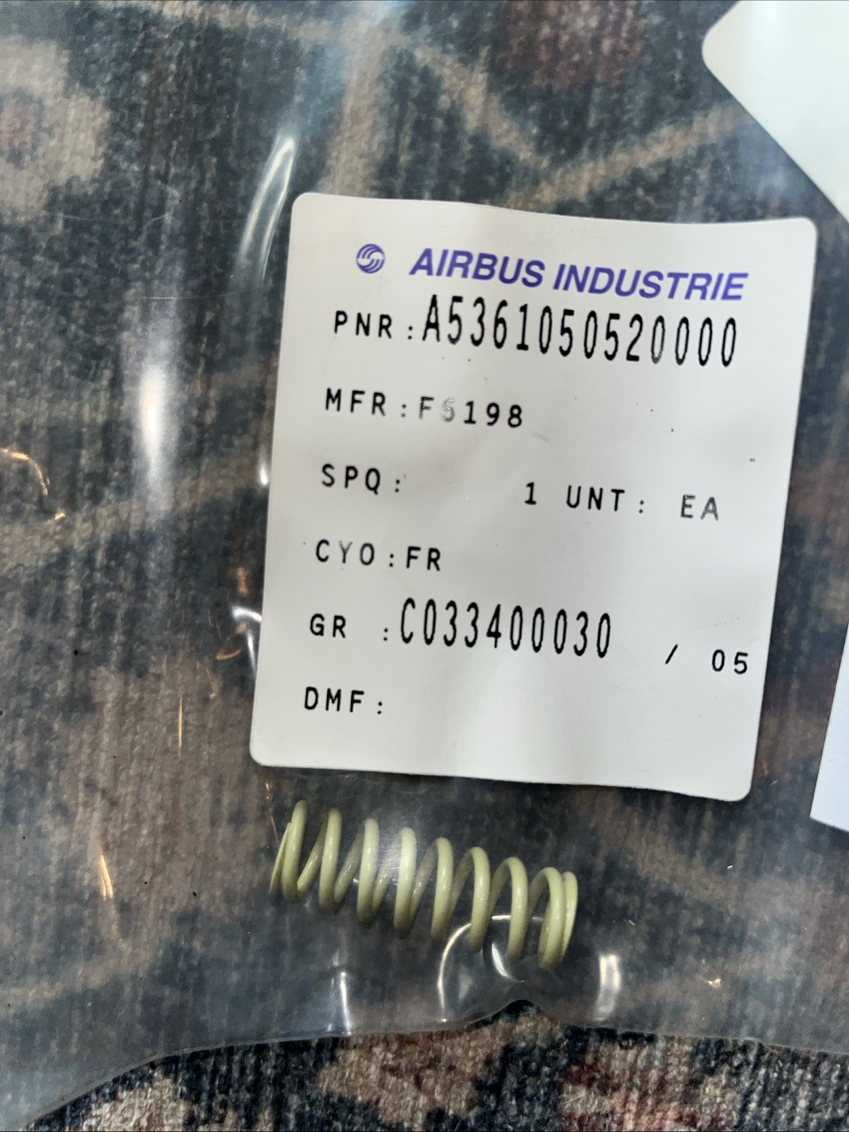 Airbus A5361050520000 Spring NOS Aviation Aerospace